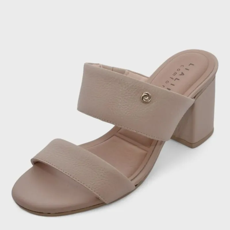 Tamanco Feminino Lia Line Salto Médio couro floather