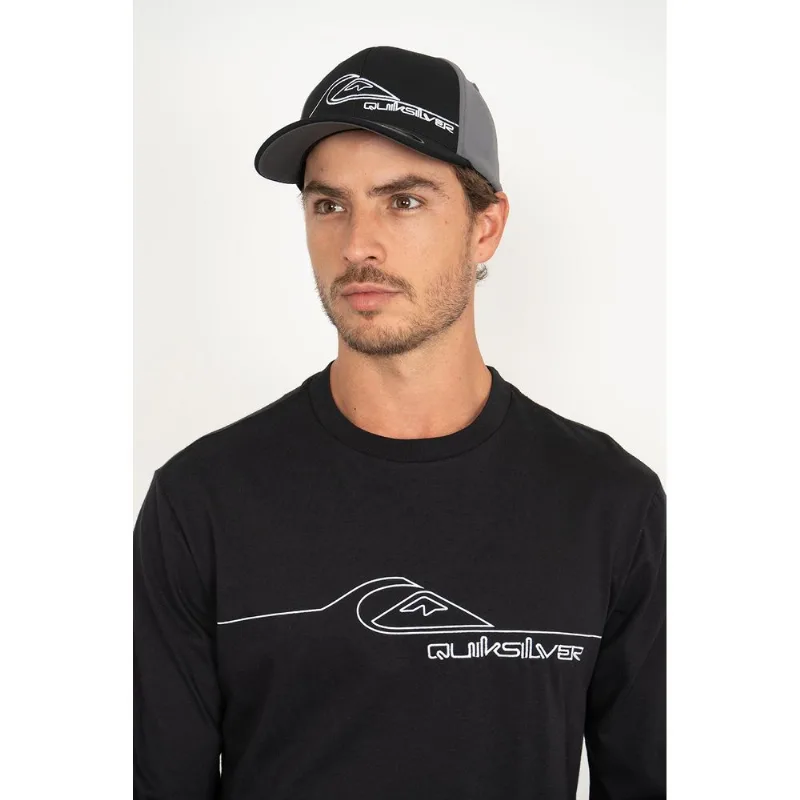 Camiseta Quiksilver M/L New Lines Preto Camiseta Quiksilver M/L New Lines Pre-Preto-.M