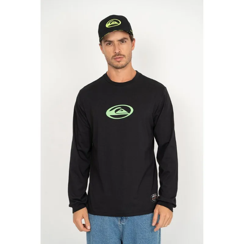 Camiseta Quiksilver M/L Domed Logo Flaming Heat Preto-M
