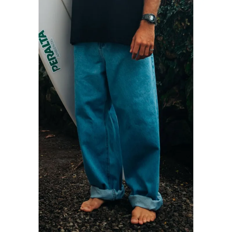 Calça Quiksilver Jeans Oversized Azul -Azul-48