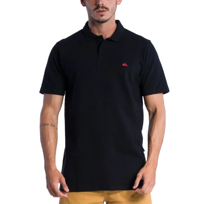 Camisa Polo Quiksilver Embroidery Piquet Preto