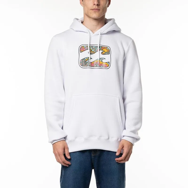 Moletom Billabong Canguru Crayon Wave 305G WT24 Branco GG / branco