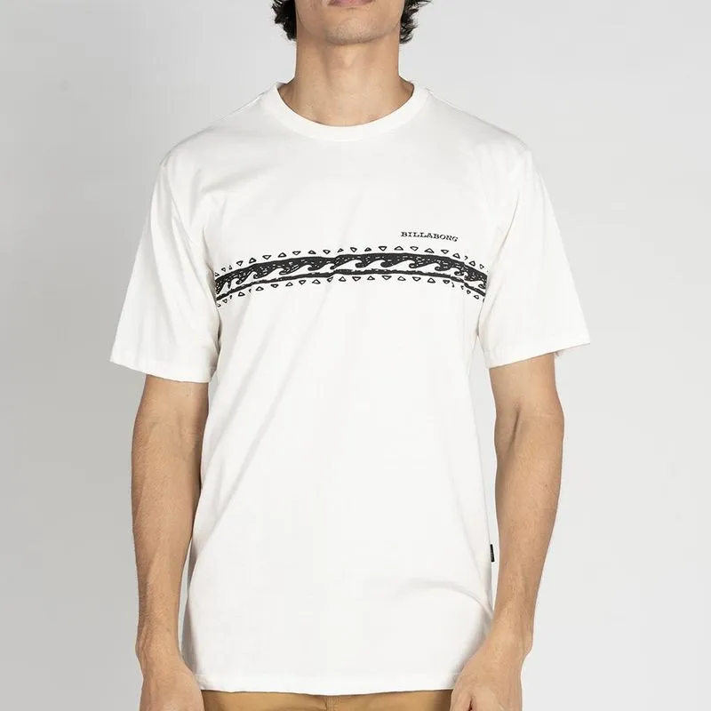 Camiseta Billabong Wave Stripe WT25 Masculina Off White GG / begê
