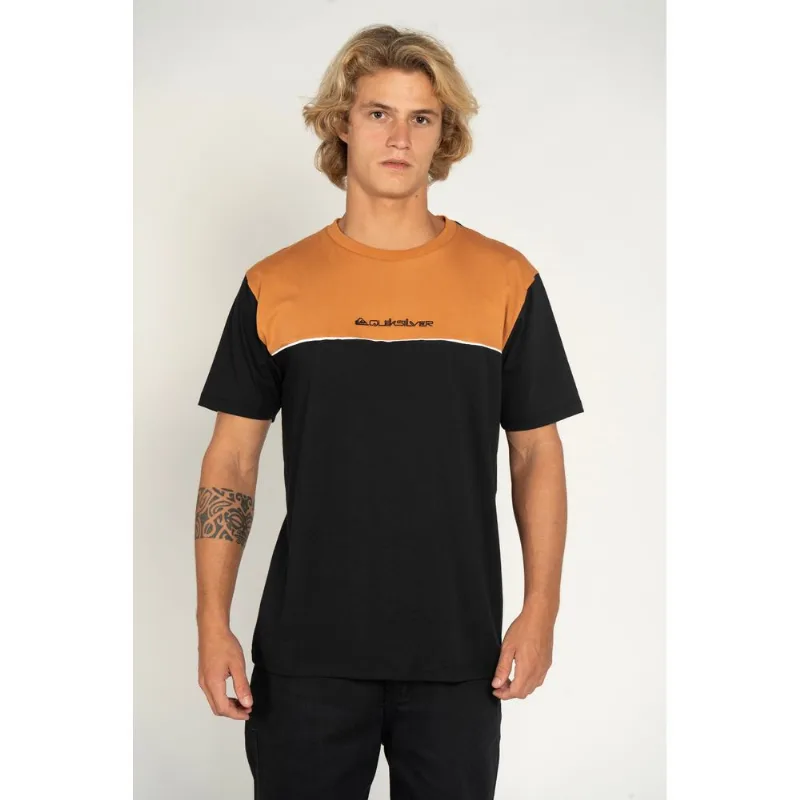 Camiseta Quiksilver M/C Block Company Mostarda/Preto-Mostarda/Preto-P