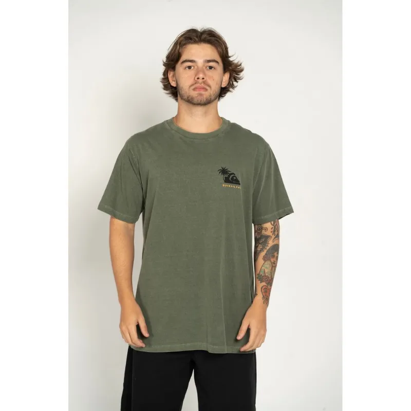 Camiseta Quiksilver M/C Palm Island Verde Escuro-VERDE ESCURO-G