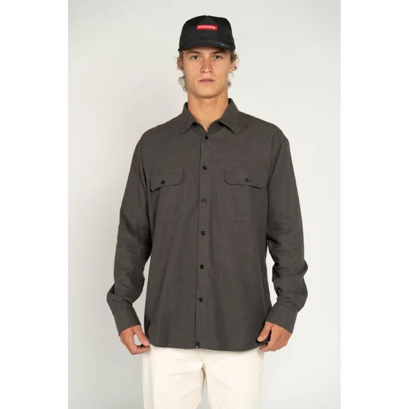 Camisa Quiksilver M/L Venture Steel Cinza Escuro-CINZA ESCURO-G