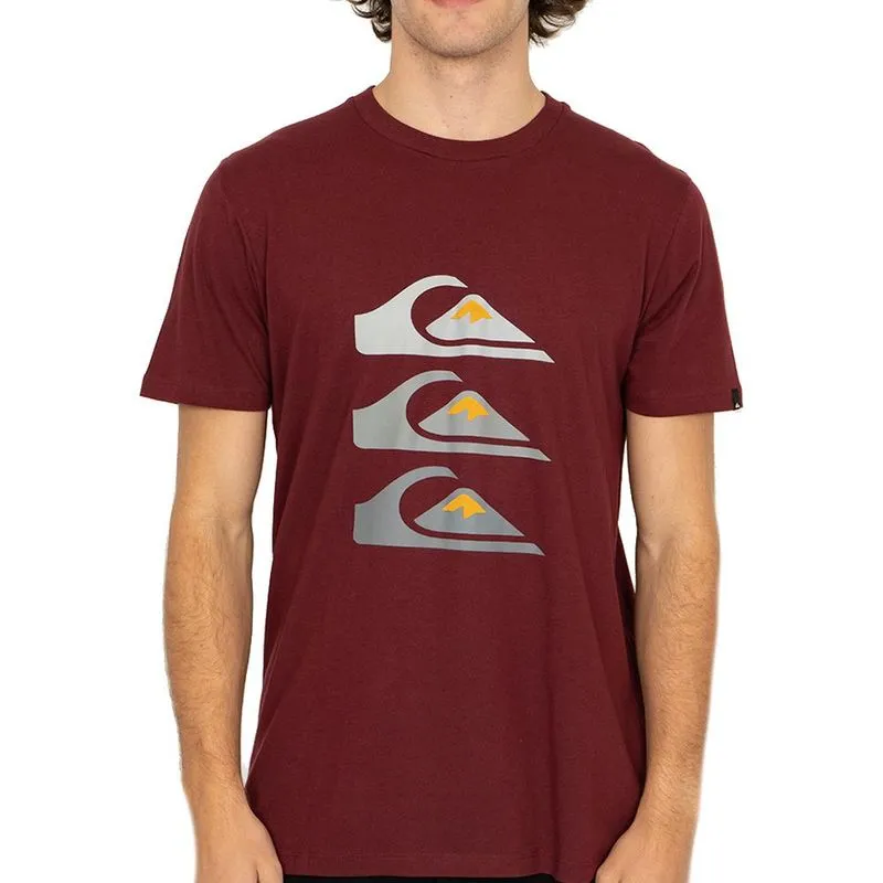 Camiseta Quiksilver Three Logo SM26 Masculina Vinho P / vermeho
