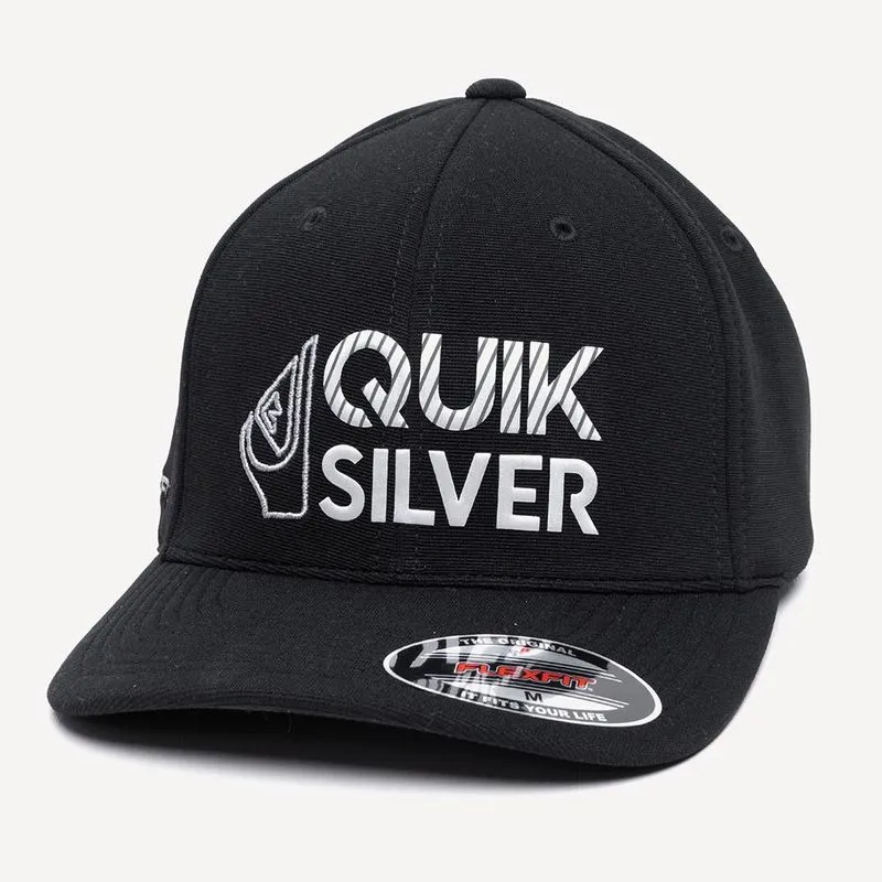 Boné Quiksilver Aba Curva Silver Transfer Emb SM26 Preto P / preto