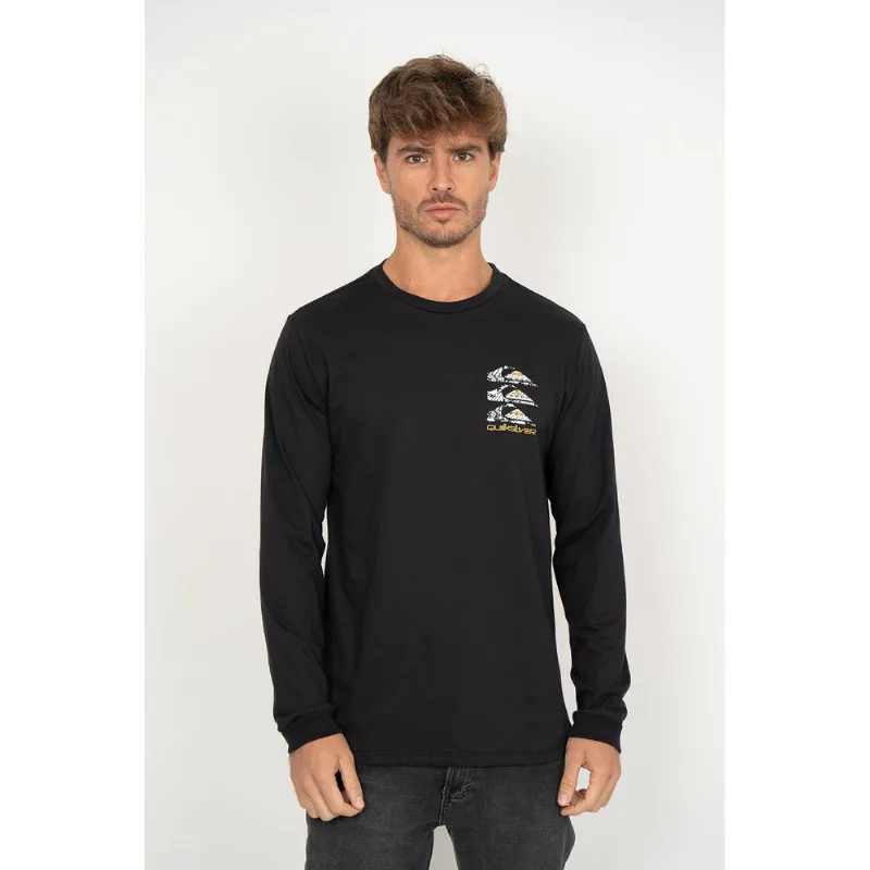 Camiseta Quiksilver M/l Three Logo Preto M