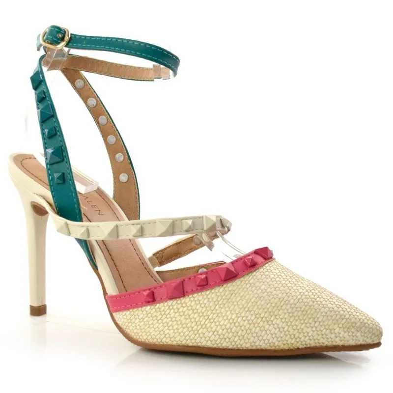 Scarpin Feminino com Spikes Cazzualen Creme 3645-69875 38