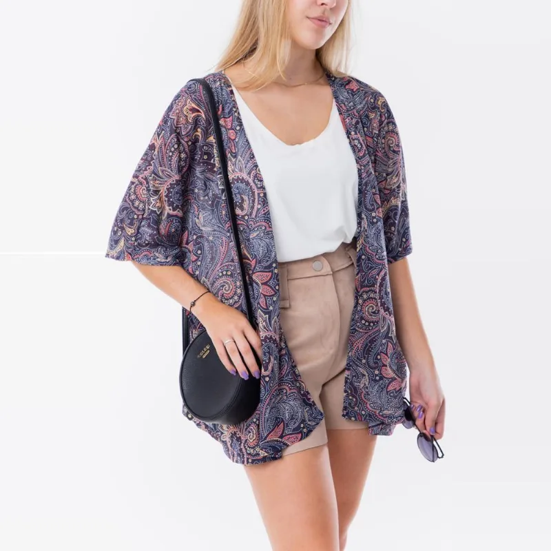 Kimono Feminino Estampado Leve Manga Curta Casual Conforto