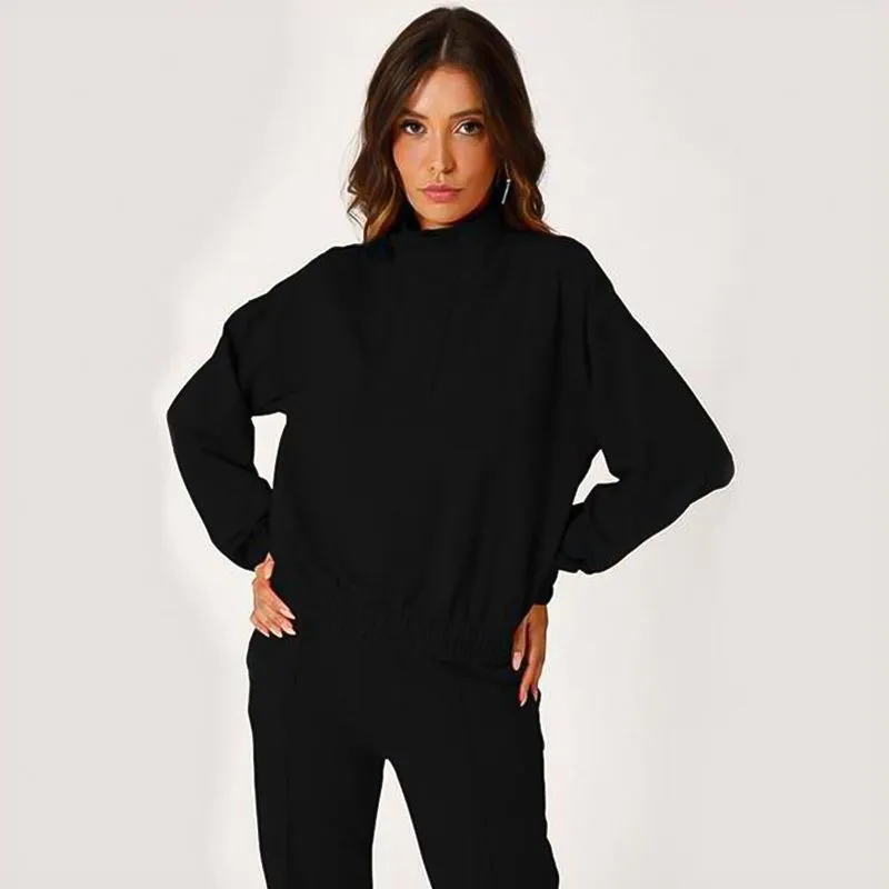 Casaco Moletom Scalk Feminino Algodão Gola Redonda Casual Preto Gg