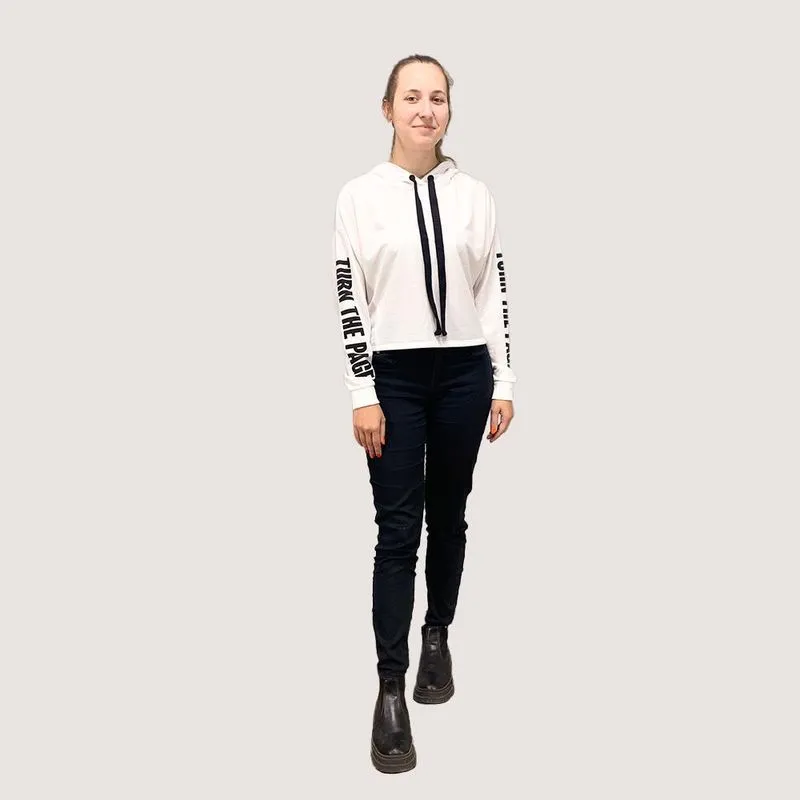 Blusa Moletom Feminina Scalk Capuz Inverno Macia Moderna Branco Pp