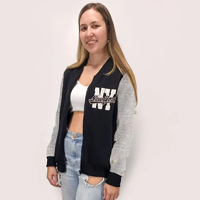 Jaqueta Bomber Feminina Scalk Zíper Moletom Inverno Moderna Preto P