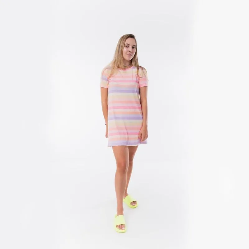 Vestido Camisão Scalk Feminino Listrado Manga Curta Moderno Rosa M