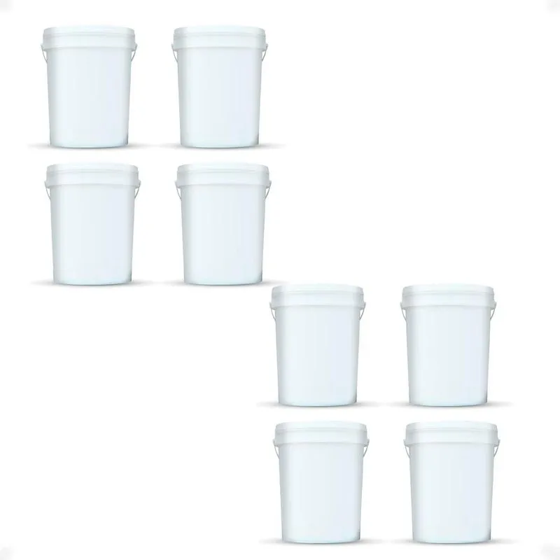 Kit 8 Balde 22l Plástico Natural Alimentício Tampa E Alça