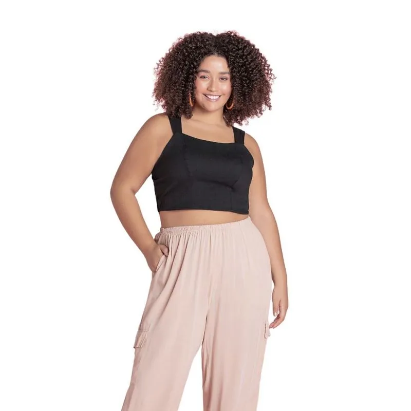 Blusa Alça Feminina Plus Size Lisa