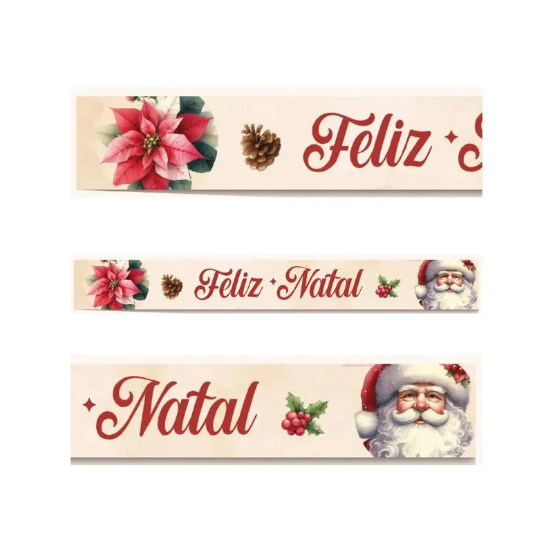 FITA DE CETIM ESTAMPADA ECF005TR 22MM ROLO 10M 187-NATAL FRASE FELIZ NATAL COM PAPAI NOEL FITAS PROGRESSO