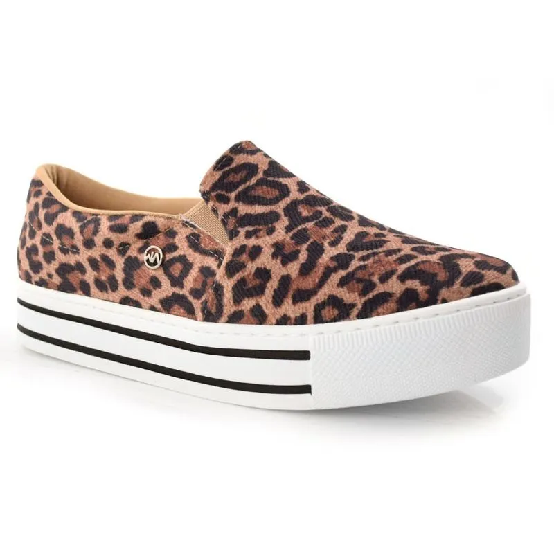 Tênis Iate Flatform de Animal Print Via Marte Marrom 22-1501-01 39