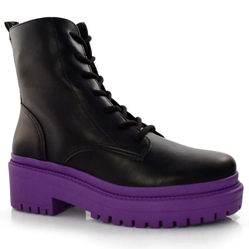 Coturno Tratorado Feminino Via Marte Preto 22-8503-07 36