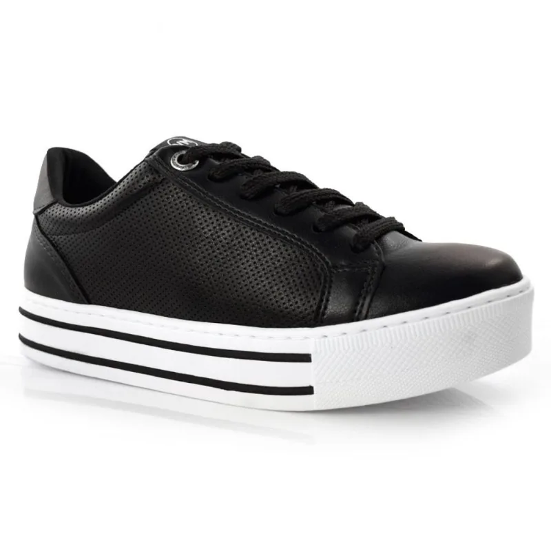 Tênis Casual Feminino Flatform Via Marte Preto 22-1507-03 35