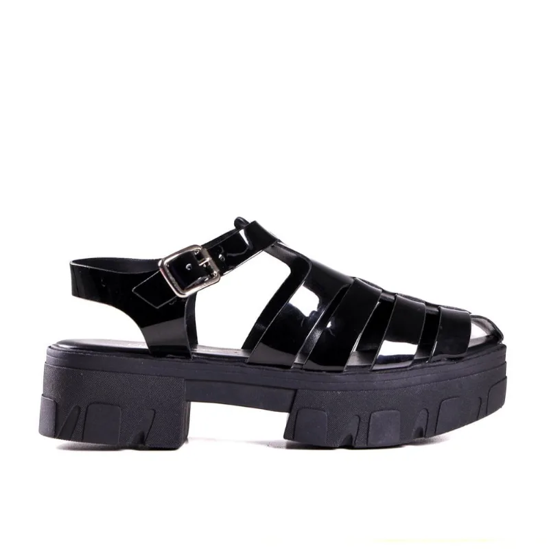 Sandália Feminina Via Marte Salto Tratorado 22-18501 34 / Preto