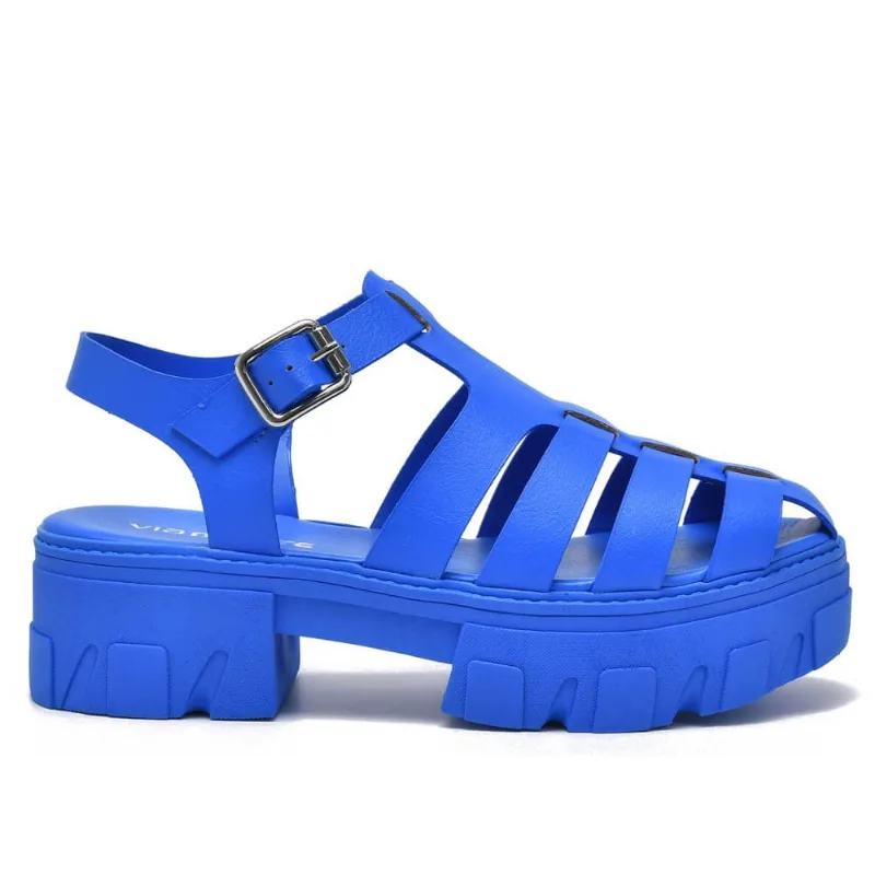 Sandália Feminina Via Marte Salto Tratorado 22-18501 35 / Azul
