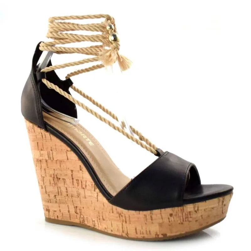 Sandália Anabela Feminina Via Marte Preto 22-15106-01 36