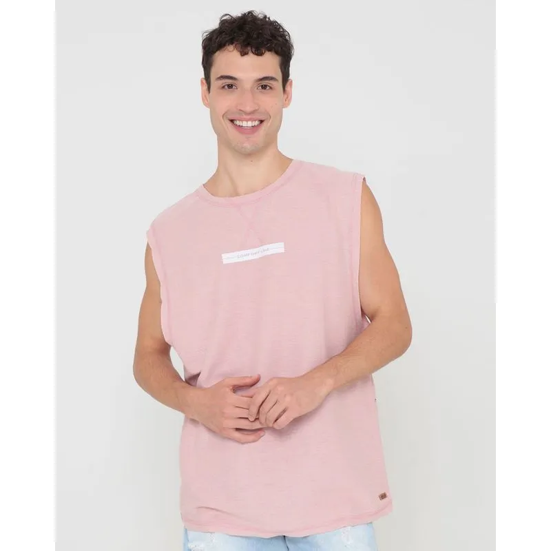 Regata Moletinho Masculina Estampada Rosa GG
