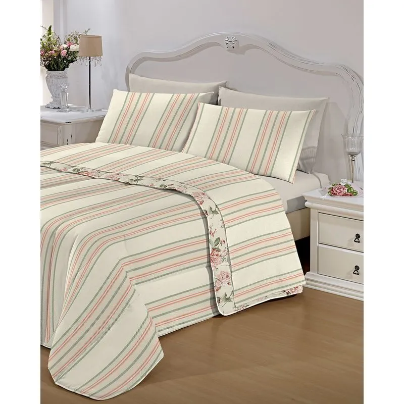 Jogo de Cama Queen Microfibra 150 Fios Listrado Camesa Amarelo UN