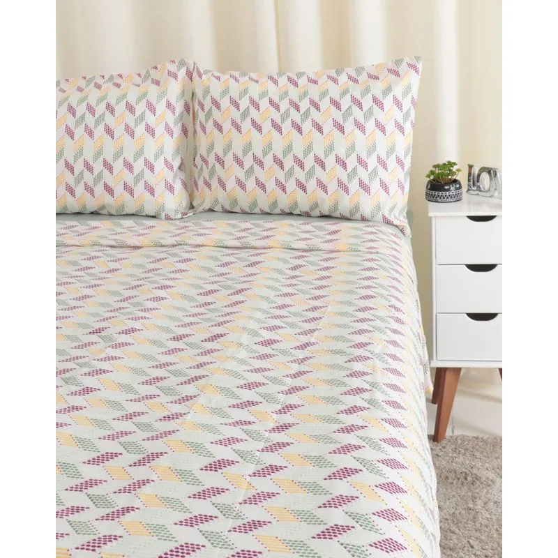 Jogo de Cama Queen Microfibra 150 fios Camesa Off White UN
