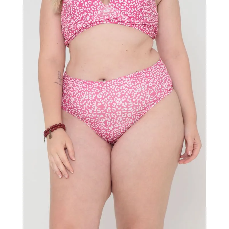 Biquíni Feminino Plus Size Calcinha Animal Print Rosa 44
