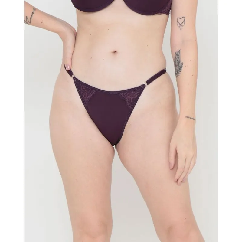 Calcinha Avulso String Microfibra Renda Roxa 46