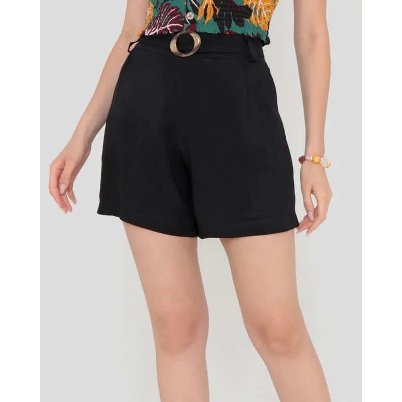 Short Viscose Com Cinto Preto GG
