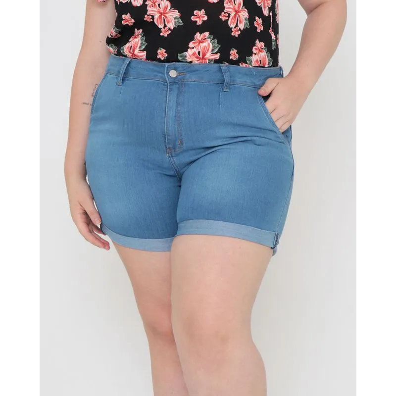 Short Jeans Plus Size Azul Claro 46