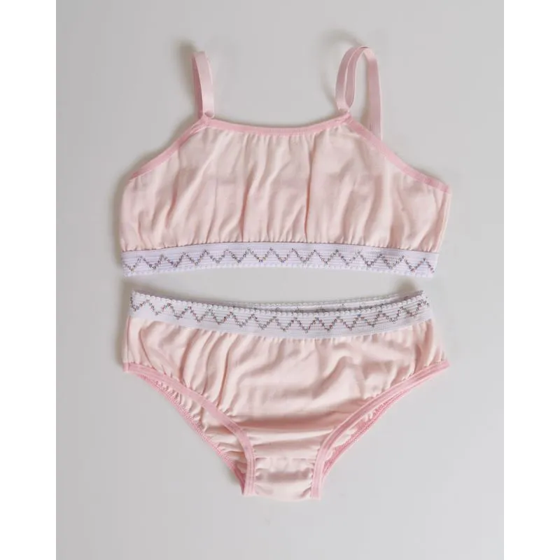 Conjunto Juvenil Calcinha e Sutiã Elástico Com Lurex Rosa 10