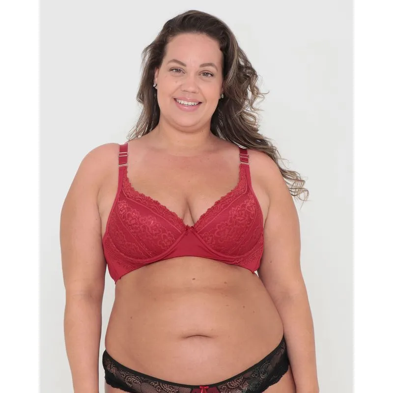Sutiã Plus Size Avulso Bojo Base De Renda Vermelho 46