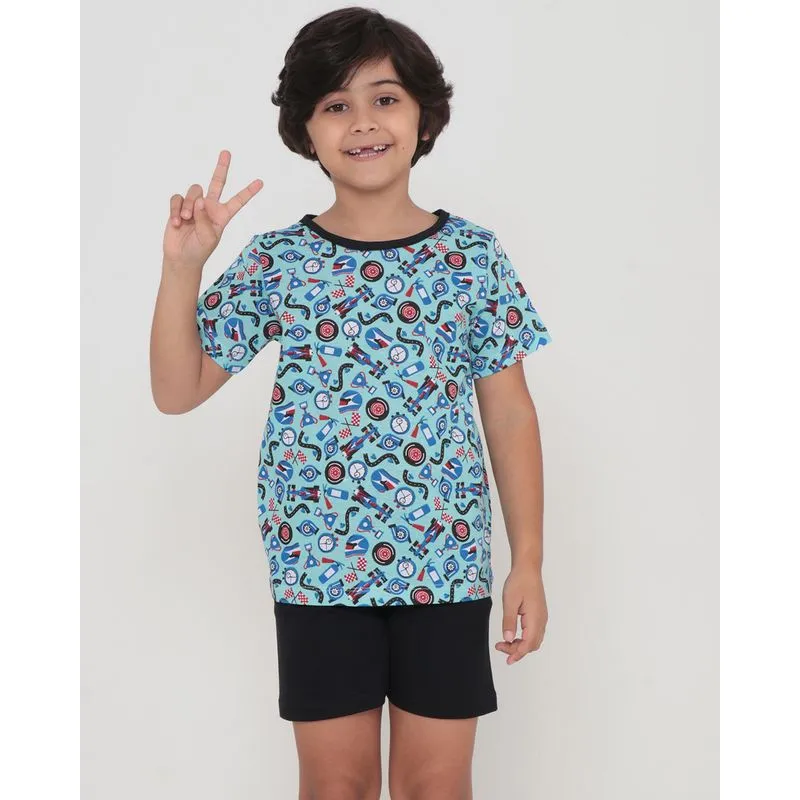 Pijama Infantil Estampa Corrida Verde Claro 6