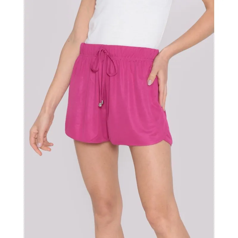 Short Feminino Praia Boxer Fenda Rosa GG