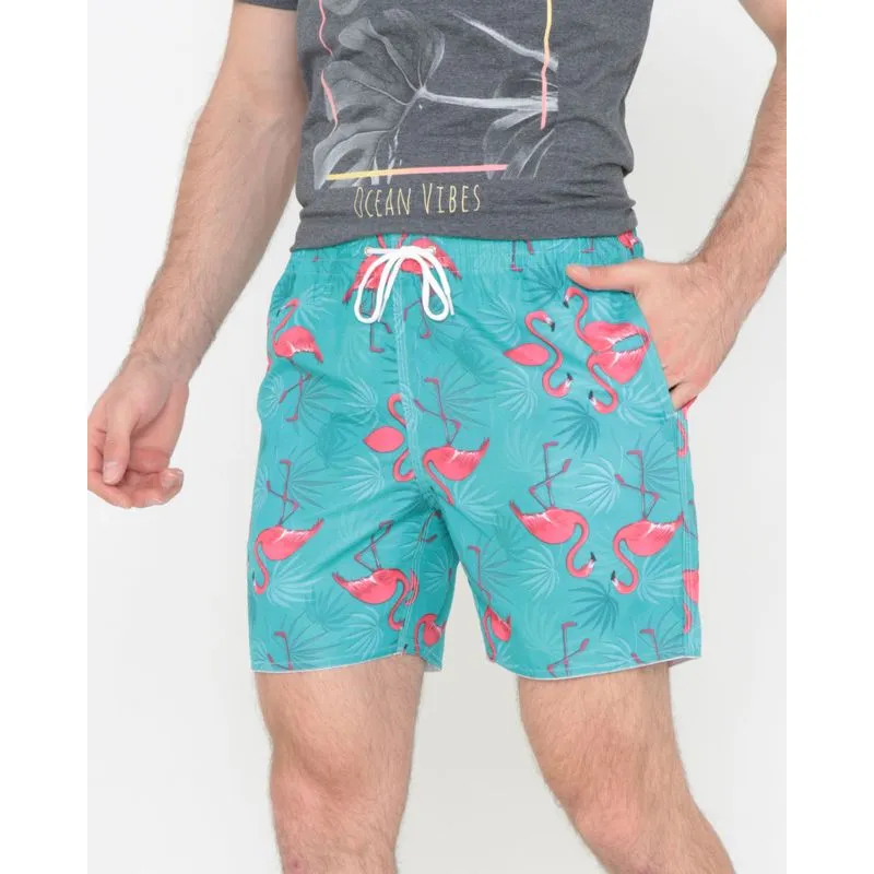 Short Surf Estampa Flamingos Verde M