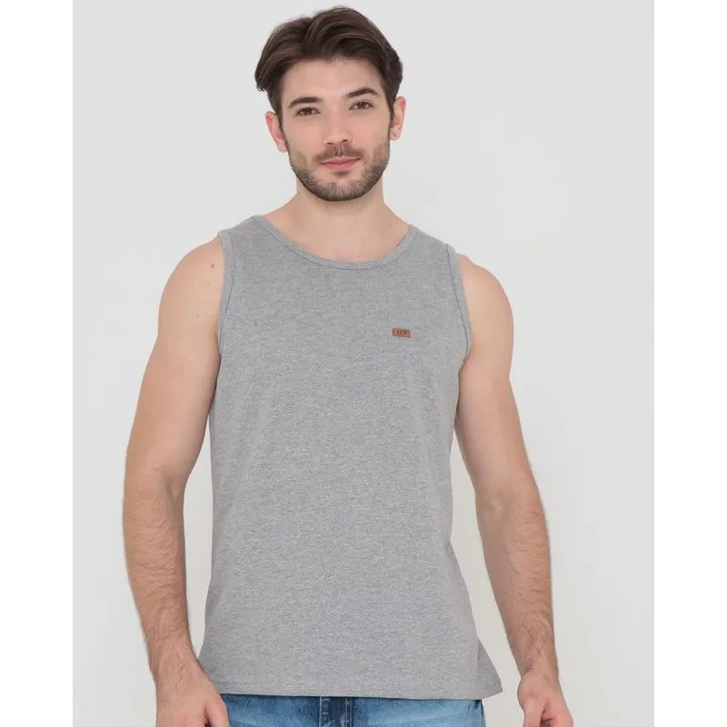 Regata Masculina Malha Cinza Claro GG