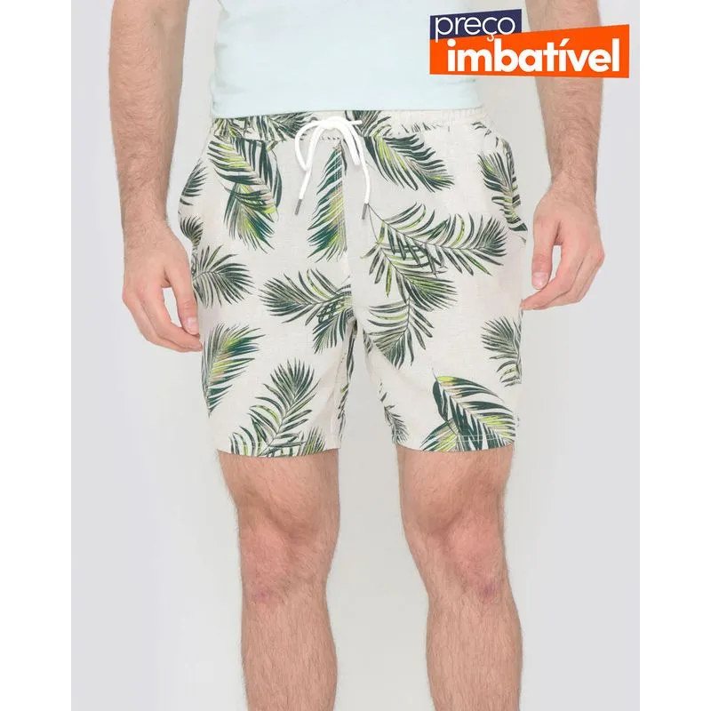 Bermuda Surf Masculina Estampa Floral Bege XGG