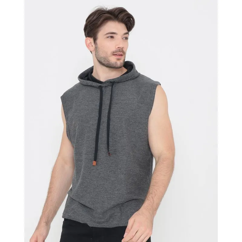 Regata Masculina Moletinho Com Capuz Cinza GG