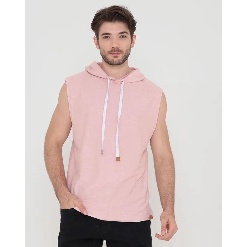 Regata Masculina Moletinho Com Capuz Rosa Claro P