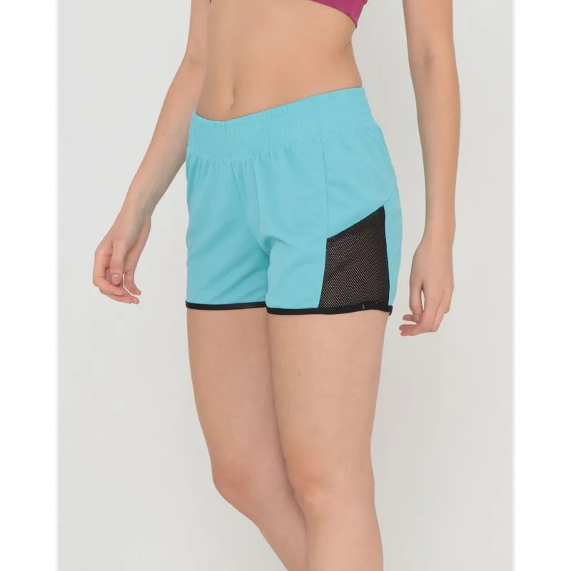Short Feminino Fitness Com Tela Lateral Azul Claro M