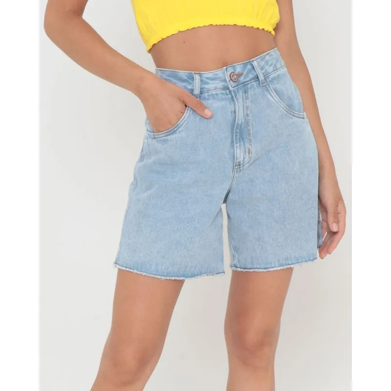 Short Jeans Feminino Mom Azul Claro 36