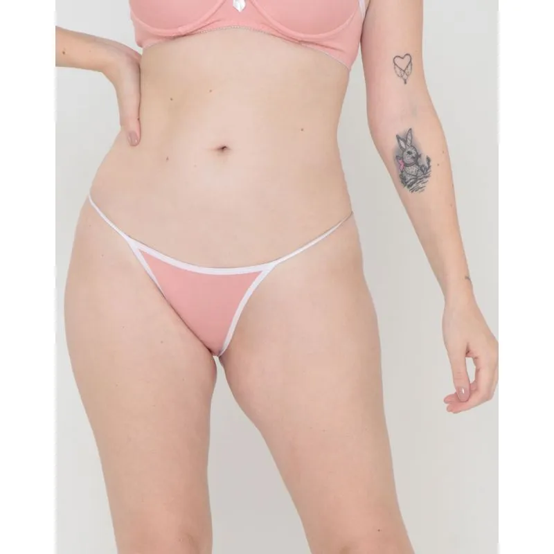 Calcinha Feminina Avulsa String Com Viés Rosa G