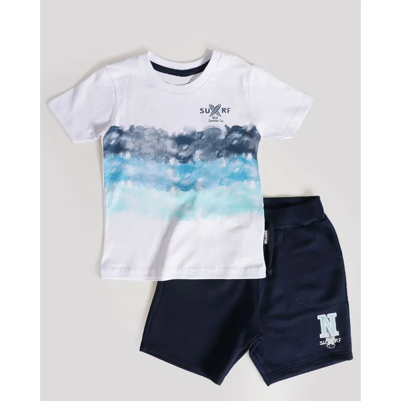 Conjunto Bebê Manga Curta Estampa Surf Branco 3