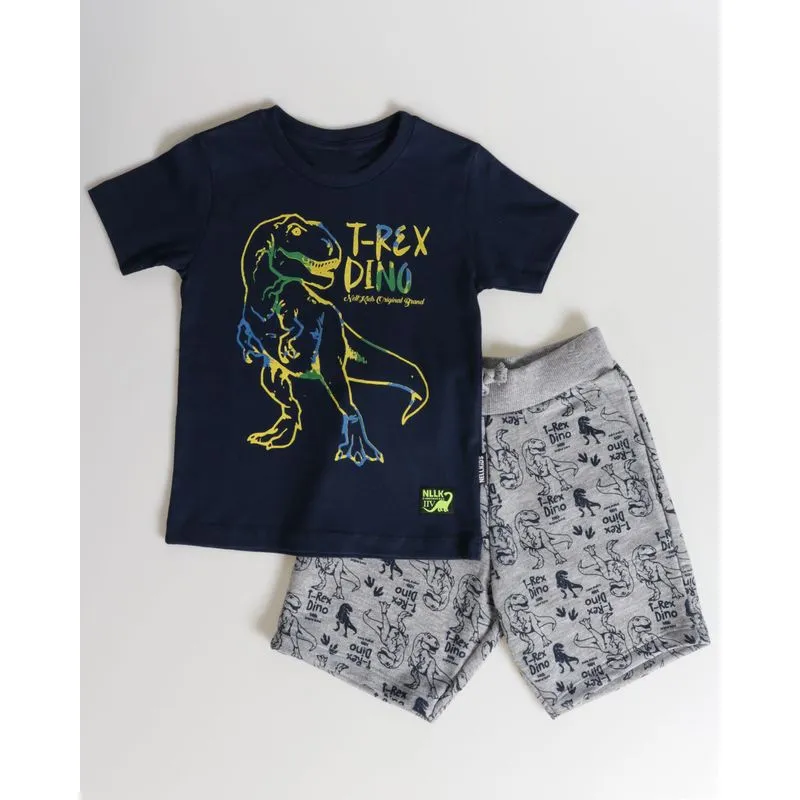 Conjunto Bebê Estampa T-Rex Azul Marinho 1