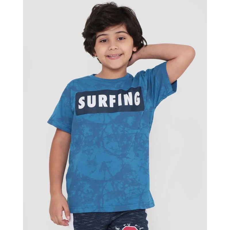 Camiseta Infantil Estonada Estampa Surfing Azul 6